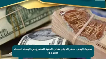 تحديث اليوم.. سعر الدولار مقابل الجنيه المصري في البنوك السبت 13-9-2025